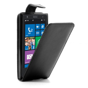 Кожен калъф FLIP с голям клипс за Nokia Lumia 1020 черен